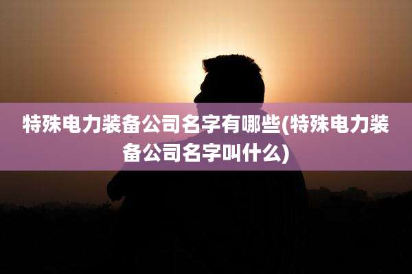 特殊电力装备公司名字有哪些(特殊电力装备公司名字叫什么)