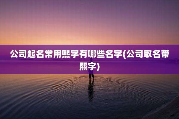 公司起名常用熙字有哪些名字(公司取名带熙字)