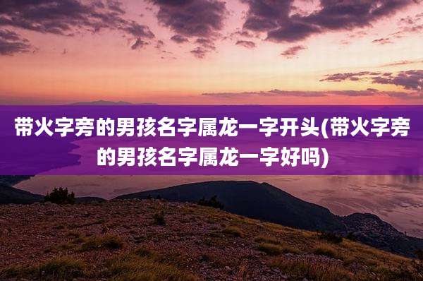带火字旁的男孩名字属龙一字开头(带火字旁的男孩名字属龙一字好吗)