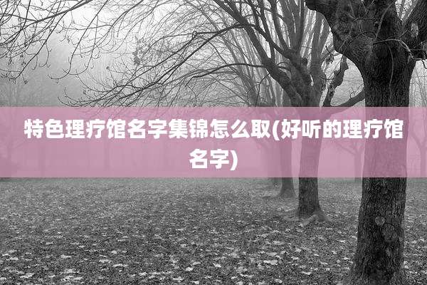 特色理疗馆名字集锦怎么取(好听的理疗馆名字)
