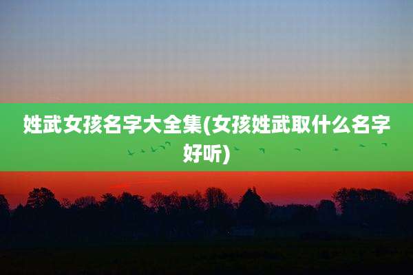 姓武女孩名字大全集(女孩姓武取什么名字好听)