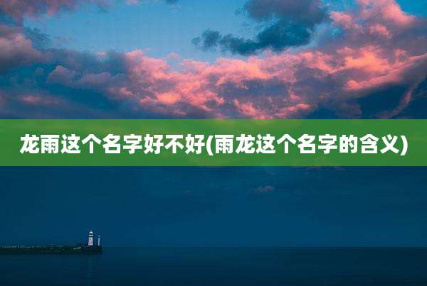 龙雨这个名字好不好(雨龙这个名字的含义)