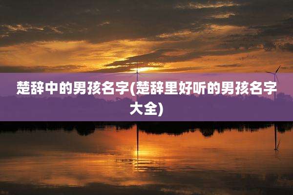 楚辞中的男孩名字(楚辞里好听的男孩名字大全)