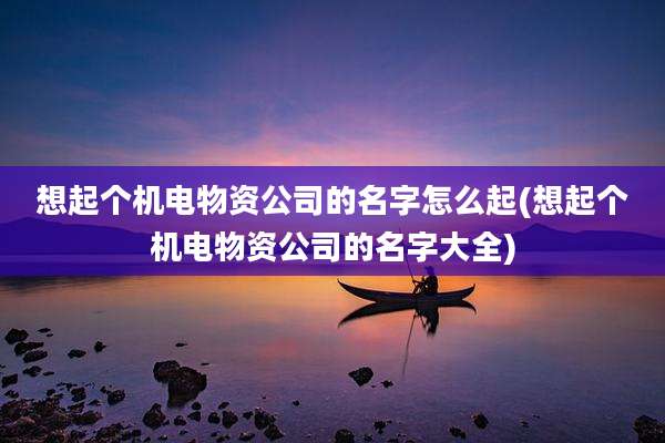 想起个机电物资公司的名字怎么起(想起个机电物资公司的名字大全)