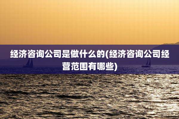 经济咨询公司是做什么的(经济咨询公司经营范围有哪些)