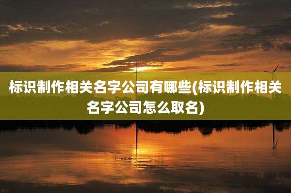 标识制作相关名字公司有哪些(标识制作相关名字公司怎么取名)