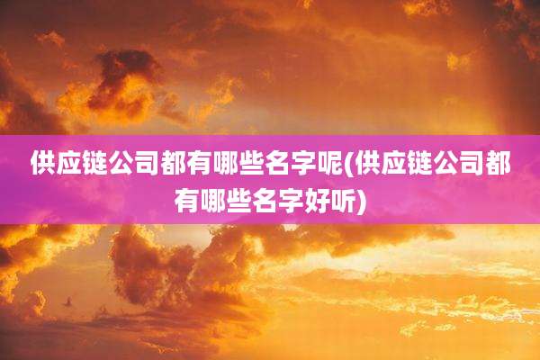供应链公司都有哪些名字呢(供应链公司都有哪些名字好听)