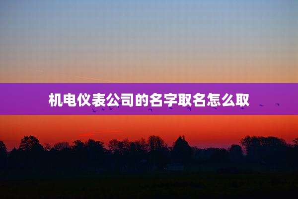 机电仪表公司的名字取名怎么取