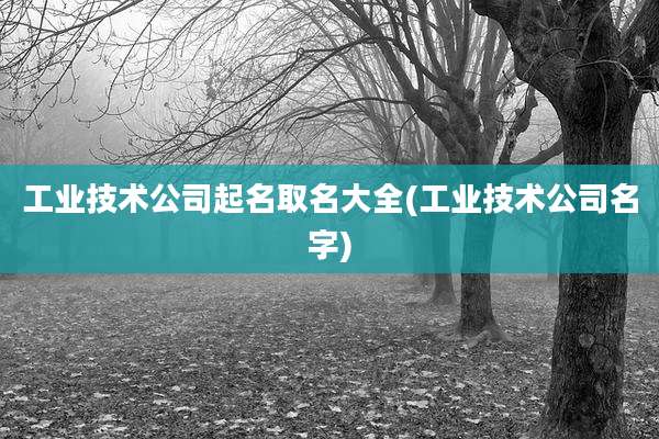 工业技术公司起名取名大全(工业技术公司名字)