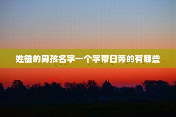 姓雒的男孩名字一个字带日旁的有哪些