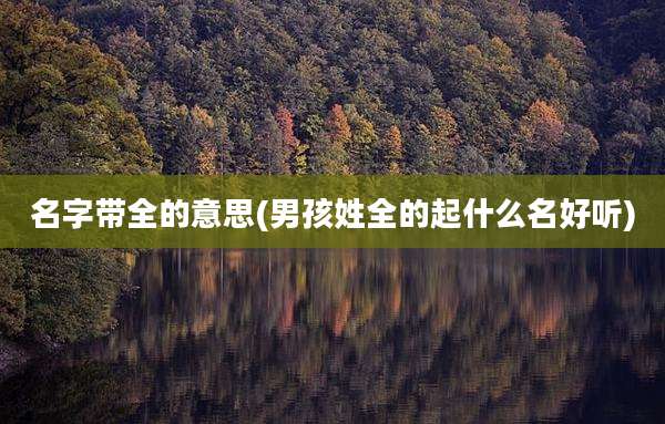 名字带全的意思(男孩姓全的起什么名好听)