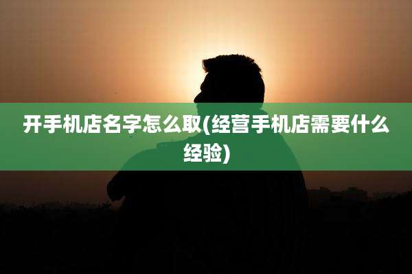 开手机店名字怎么取(经营手机店需要什么经验)
