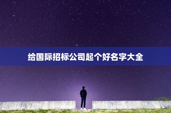 给国际招标公司起个好名字大全