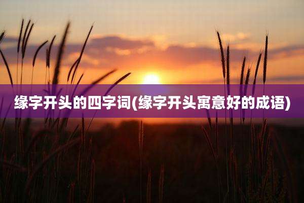 缘字开头的四字词(缘字开头寓意好的成语)