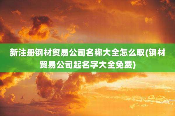 新注册钢材贸易公司名称大全怎么取(钢材贸易公司起名字大全免费)