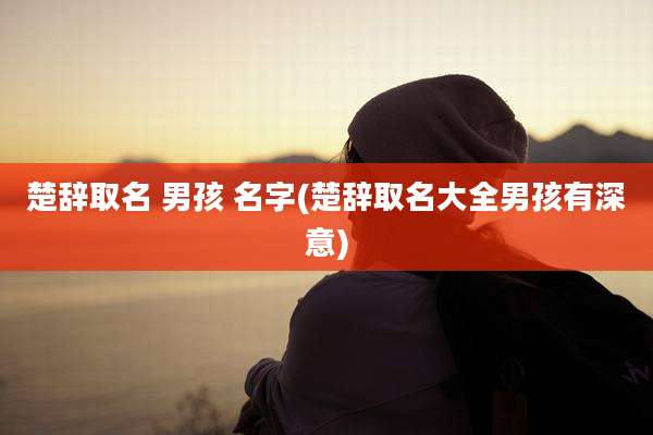 楚辞取名 男孩 名字(楚辞取名大全男孩有深意)