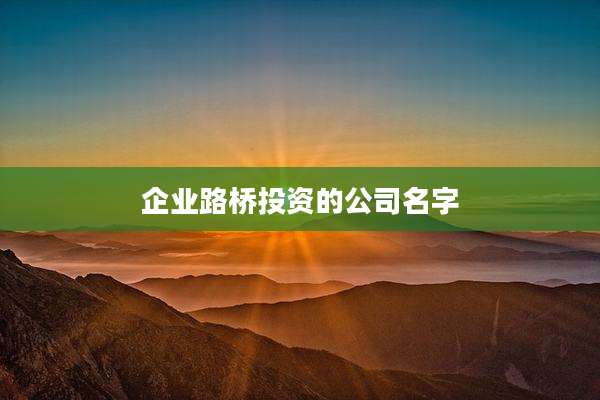 企业路桥投资的公司名字