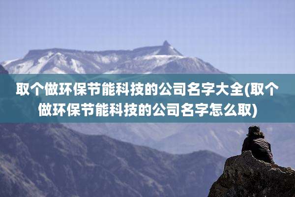 取个做环保节能科技的公司名字大全(取个做环保节能科技的公司名字怎么取)