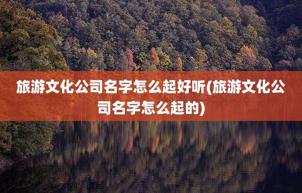 旅游文化公司名字怎么起好听(旅游文化公司名字怎么起的)
