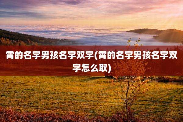 霄的名字男孩名字双字(霄的名字男孩名字双字怎么取)