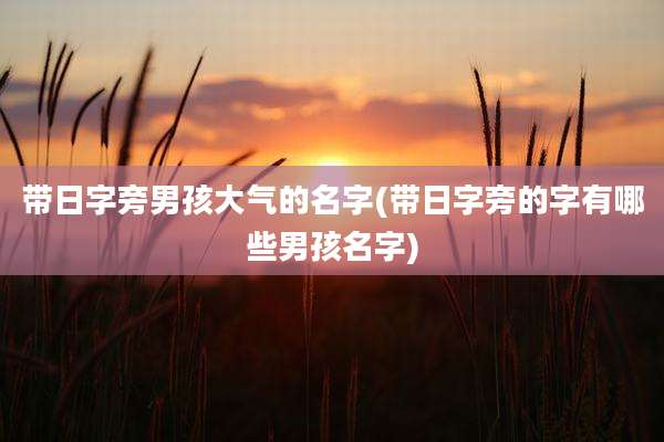 带日字旁男孩大气的名字(带日字旁的字有哪些男孩名字)