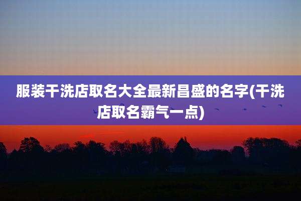 服装干洗店取名大全最新昌盛的名字(干洗店取名霸气一点)