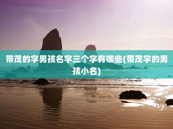 带茂的字男孩名字三个字有哪些(带茂字的男孩小名)