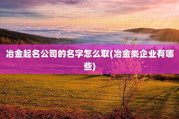 冶金起名公司的名字怎么取(冶金类企业有哪些)