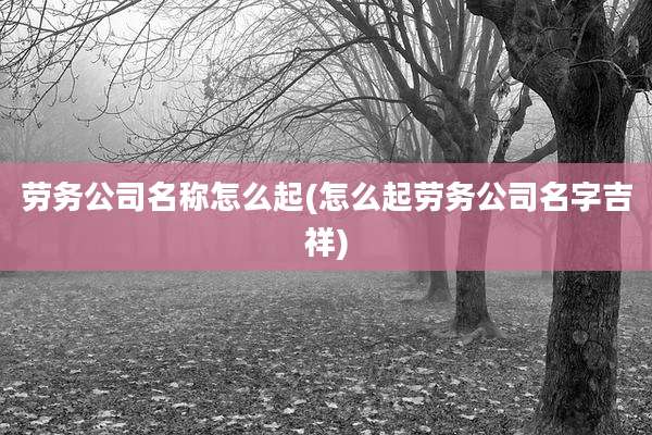 劳务公司名称怎么起(怎么起劳务公司名字吉祥)