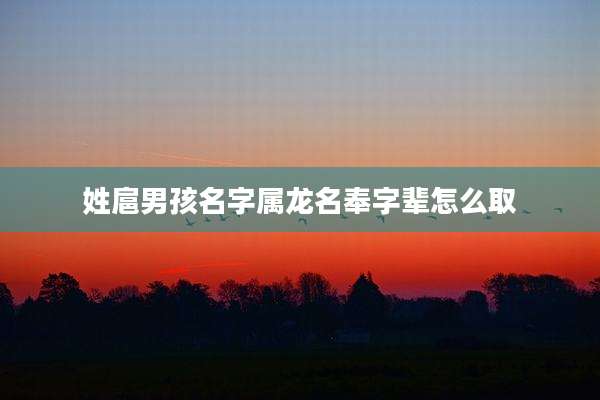 姓扈男孩名字属龙名奉字辈怎么取