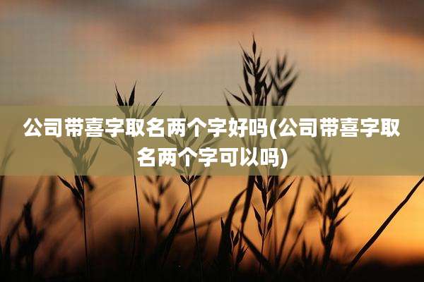 公司带喜字取名两个字好吗(公司带喜字取名两个字可以吗)