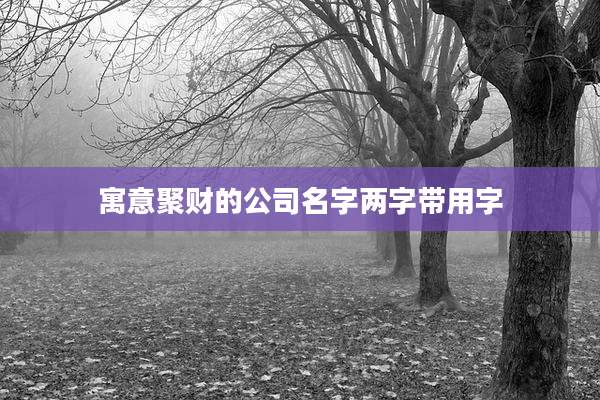 寓意聚财的公司名字两字带用字