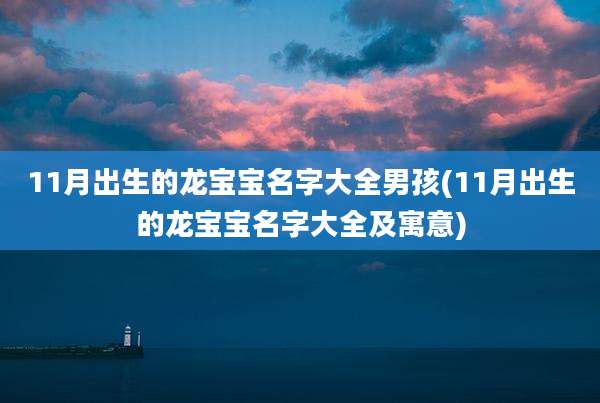 11月出生的龙宝宝名字大全男孩(11月出生的龙宝宝名字大全及寓意)