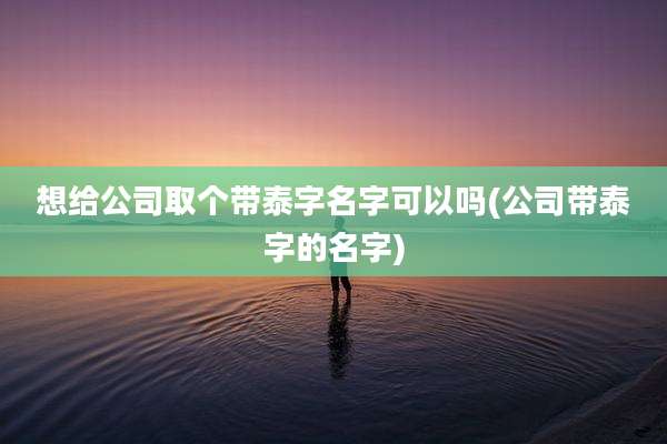 想给公司取个带泰字名字可以吗(公司带泰字的名字)