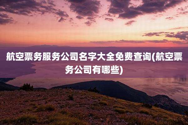 航空票务服务公司名字大全免费查询(航空票务公司有哪些)