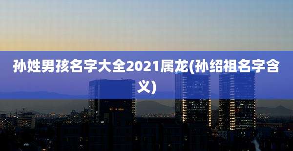 孙姓男孩名字大全2021属龙(孙绍祖名字含义)