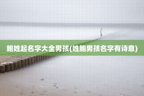 鲍姓起名字大全男孩(姓鲍男孩名字有诗意)