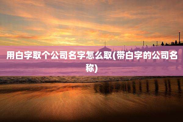 用白字取个公司名字怎么取(带白字的公司名称)