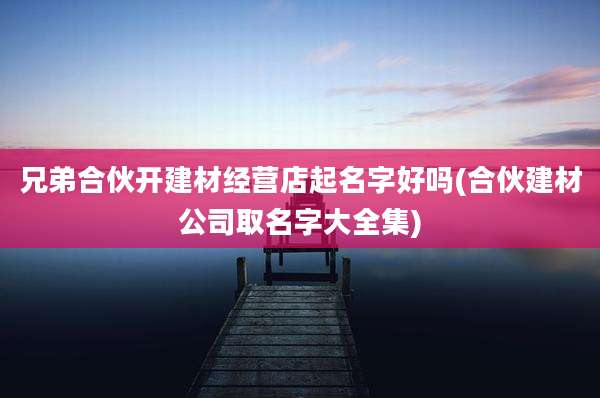 兄弟合伙开建材经营店起名字好吗(合伙建材公司取名字大全集)
