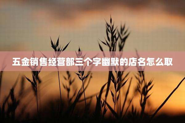 五金销售经营部三个字幽默的店名怎么取