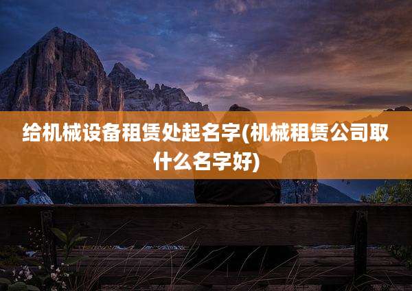 给机械设备租赁处起名字(机械租赁公司取什么名字好)