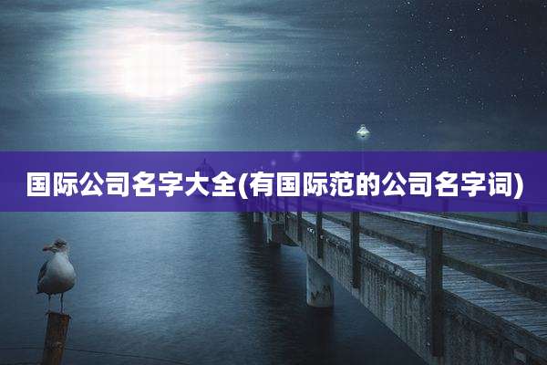 国际公司名字大全(有国际范的公司名字词)