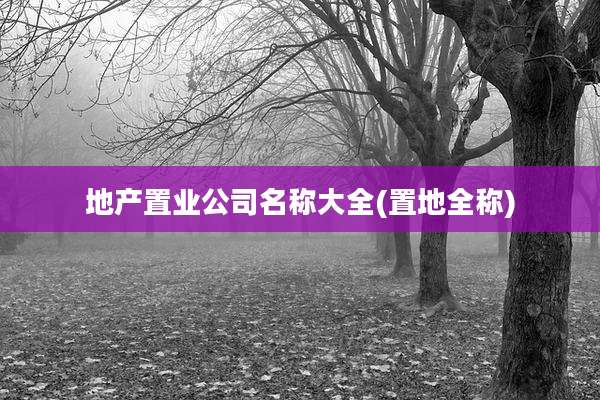 地产置业公司名称大全(置地全称)