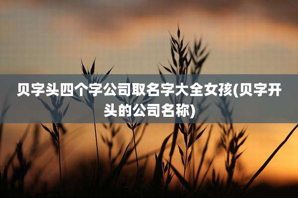 贝字头四个字公司取名字大全女孩(贝字开头的公司名称)
