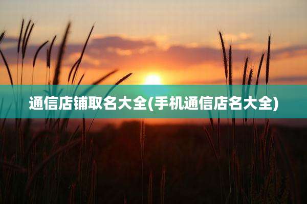 通信店铺取名大全(手机通信店名大全)