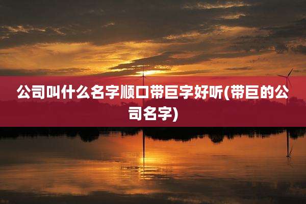 公司叫什么名字顺口带巨字好听(带巨的公司名字)