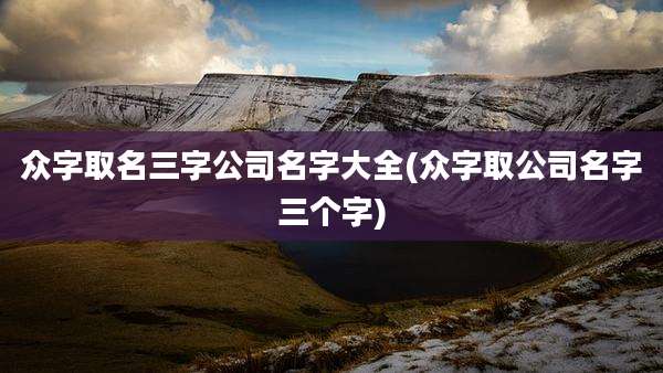 众字取名三字公司名字大全(众字取公司名字三个字)