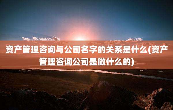 资产管理咨询与公司名字的关系是什么(资产管理咨询公司是做什么的)