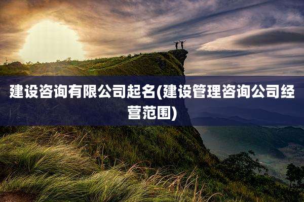 建设咨询有限公司起名(建设管理咨询公司经营范围)