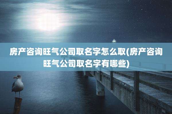 房产咨询旺气公司取名字怎么取(房产咨询旺气公司取名字有哪些)